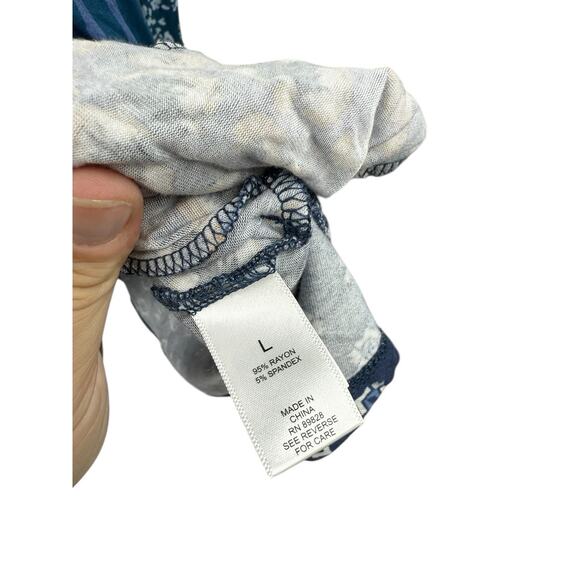 Logo By Lori Goldstein Teal Pattern Sharkbite Hem Soft Long Sleeve Tunic Top L - Picture 4 of 6